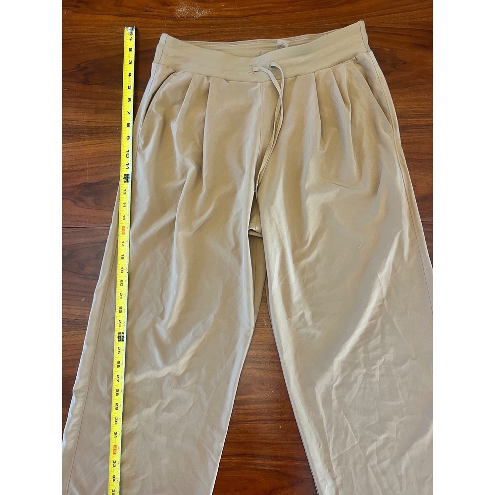 CALIA Womens Journey Wide Leg Pants Tan Khaki Pleated Drawstring Size L loosefit